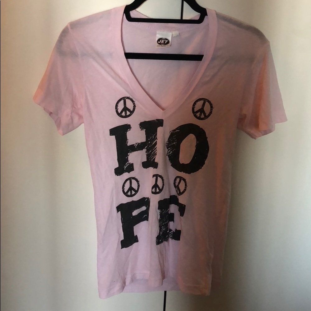 Millenial Pink Peace&Hope VNeck Tee
